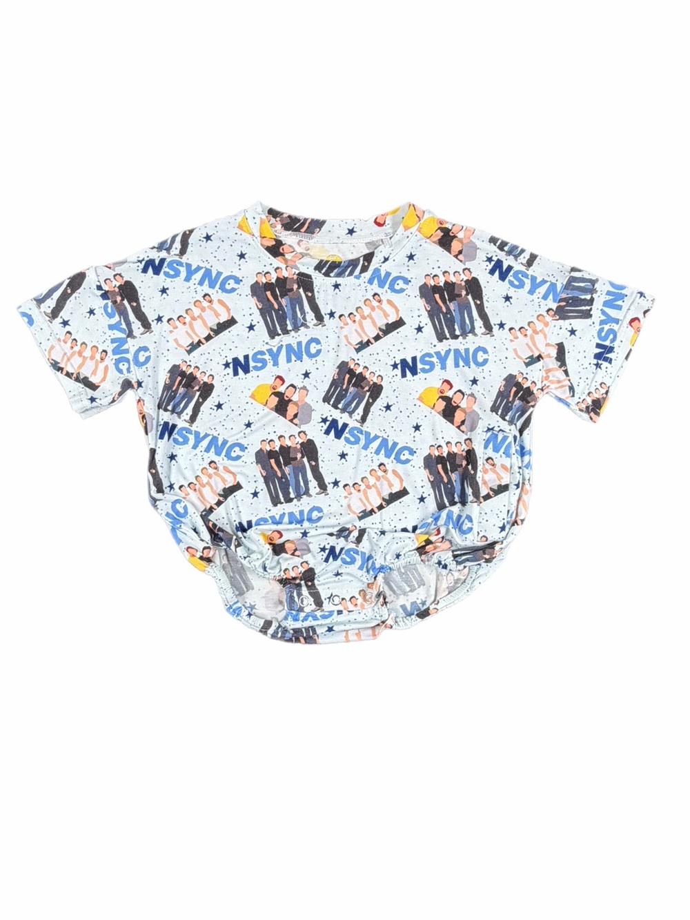 SixSouthernBabes *NSYNC Print Oversized Bamboo Bubble Romper - 6-12M